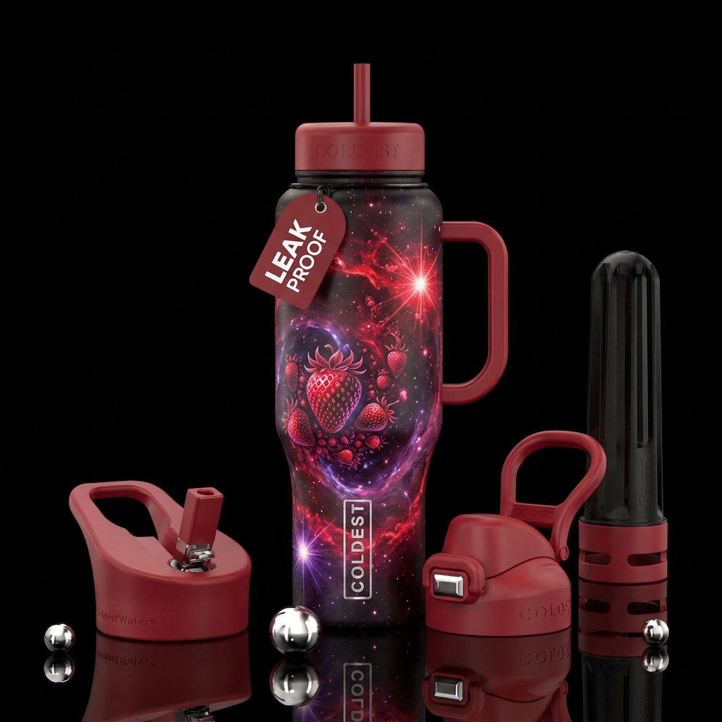 Strawberry nova water bottle design