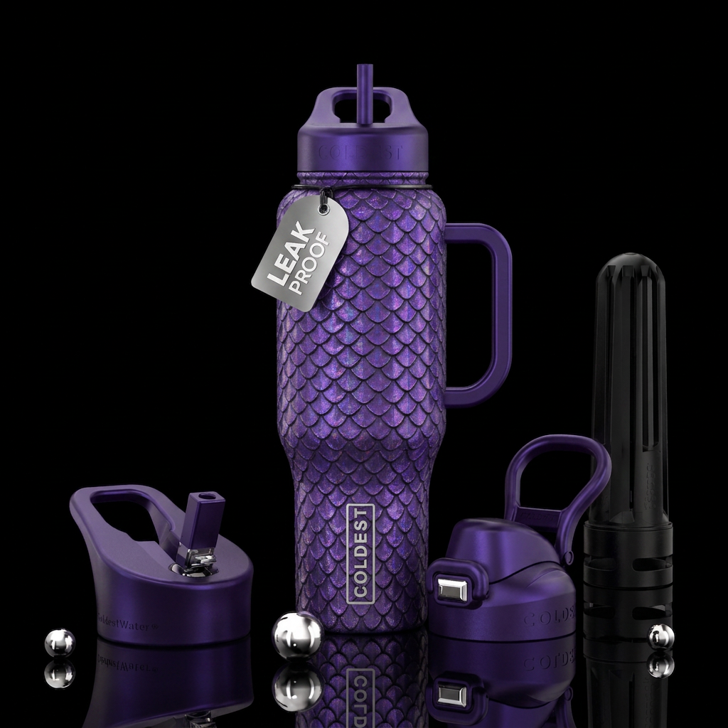 Violet dragon scales water bottle design