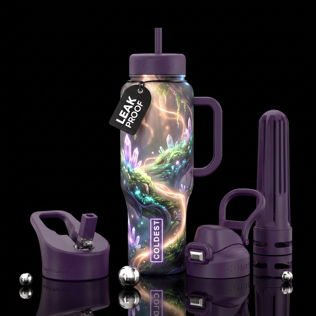 beautiul, glowie, fantasy water bottle design