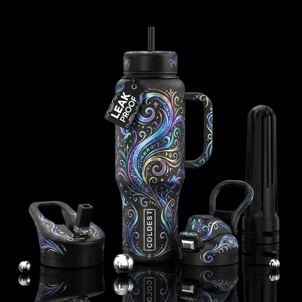 beautiul, glowie, fantasy water bottle design