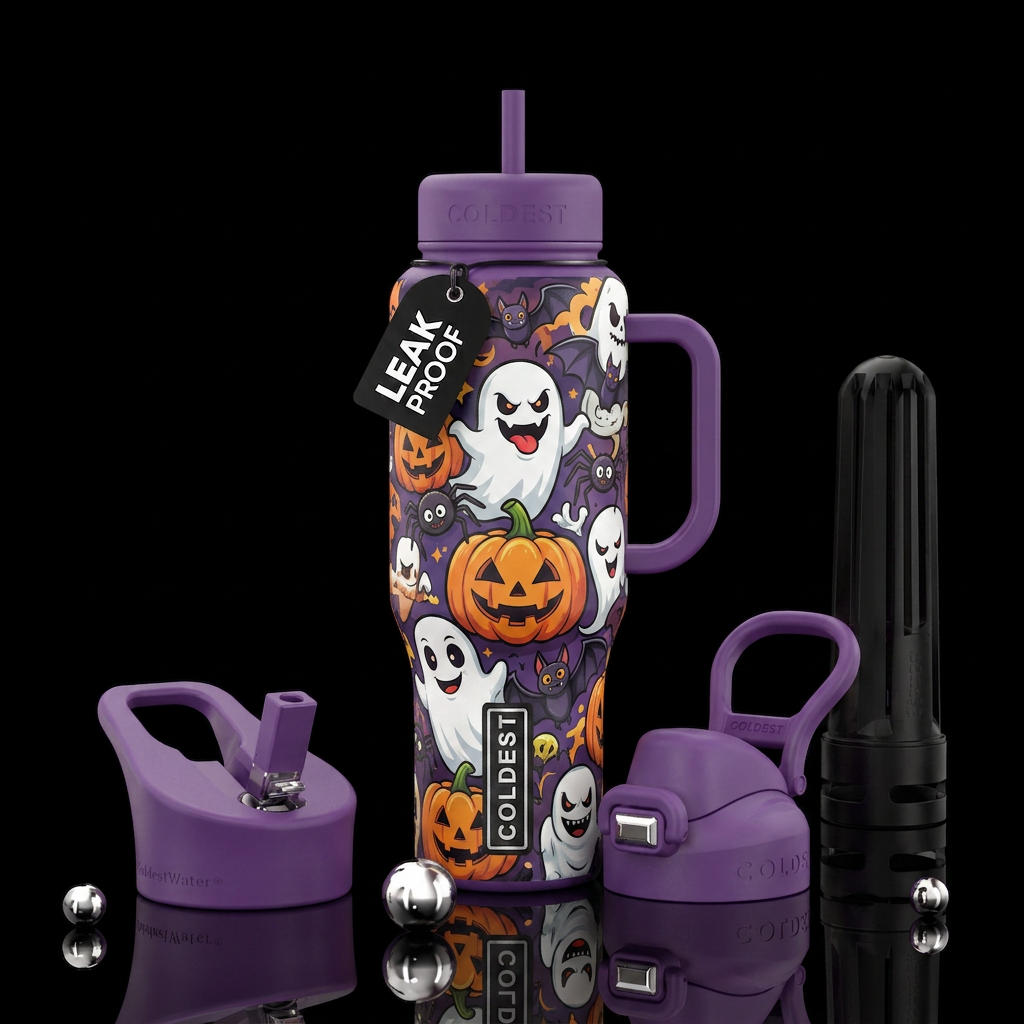 32oz halloween scary cartoon water bottle design