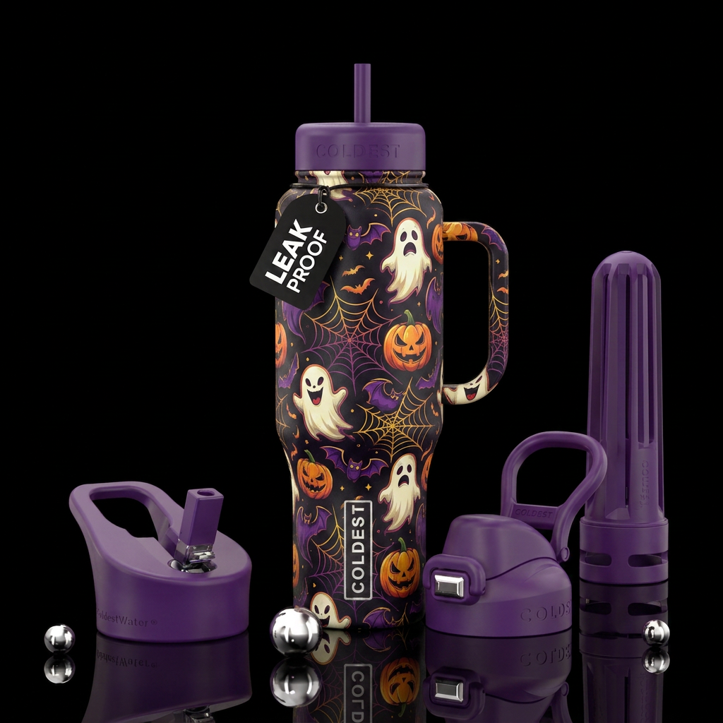 32oz go cup, halloween scary cartoon water bottle design