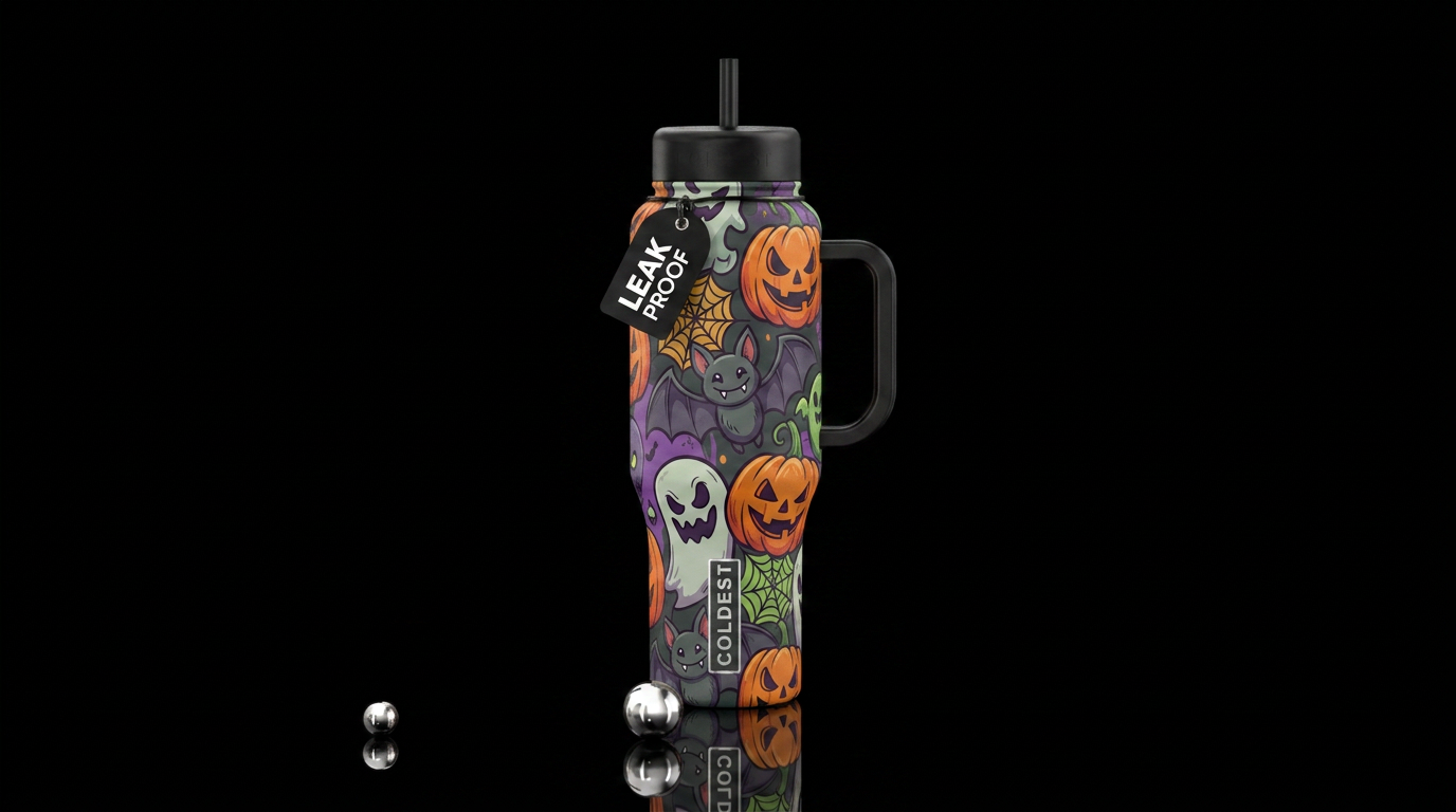 32oz go cup, halloween scary cartoon water bottle design