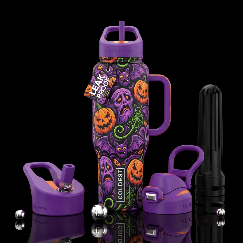halloween scary cartoon water bottle design