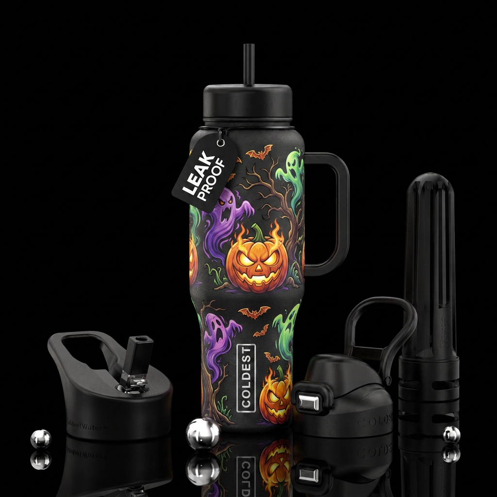 halloween scary cartoon water bottle design