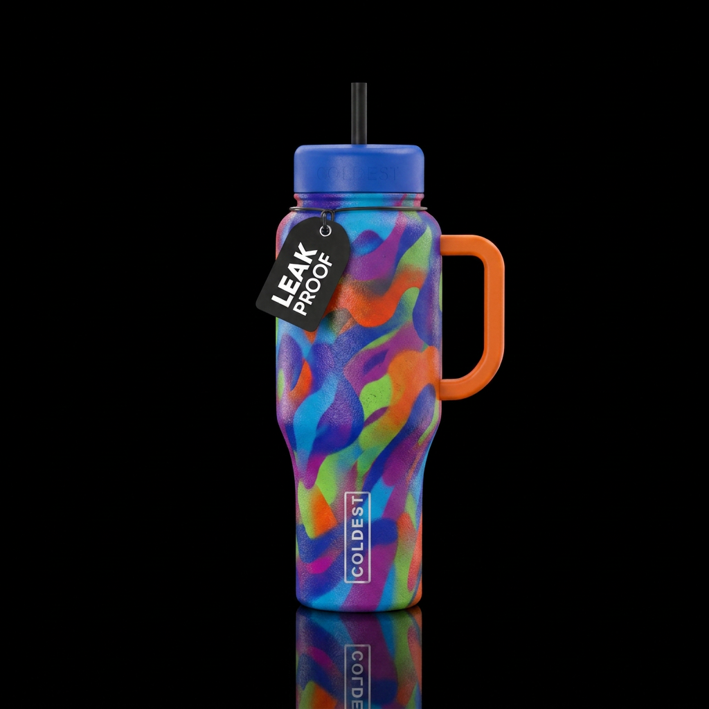 spray painted, painting water bottle design