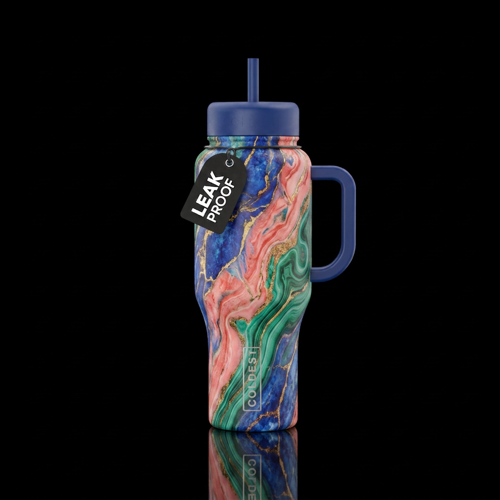 Marble colors water bottle design