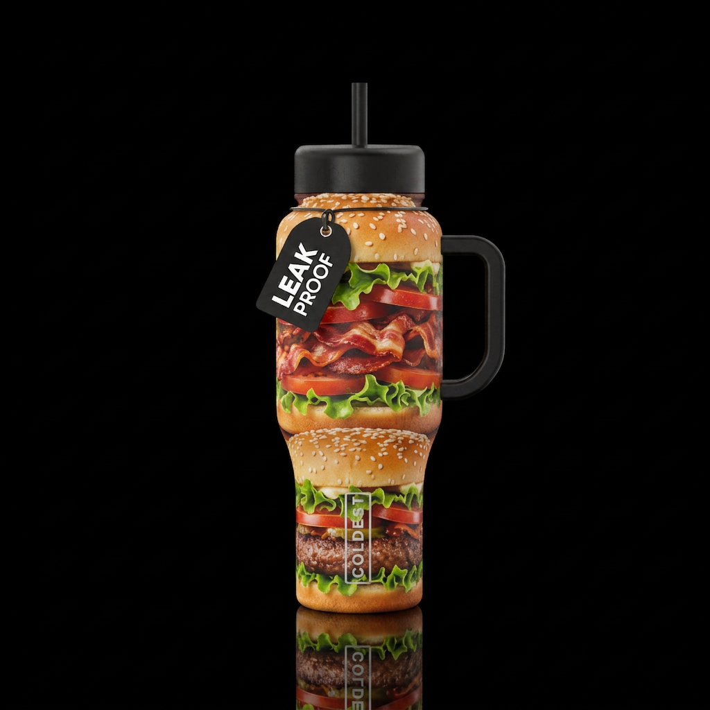 Blt with a burger water bottle design