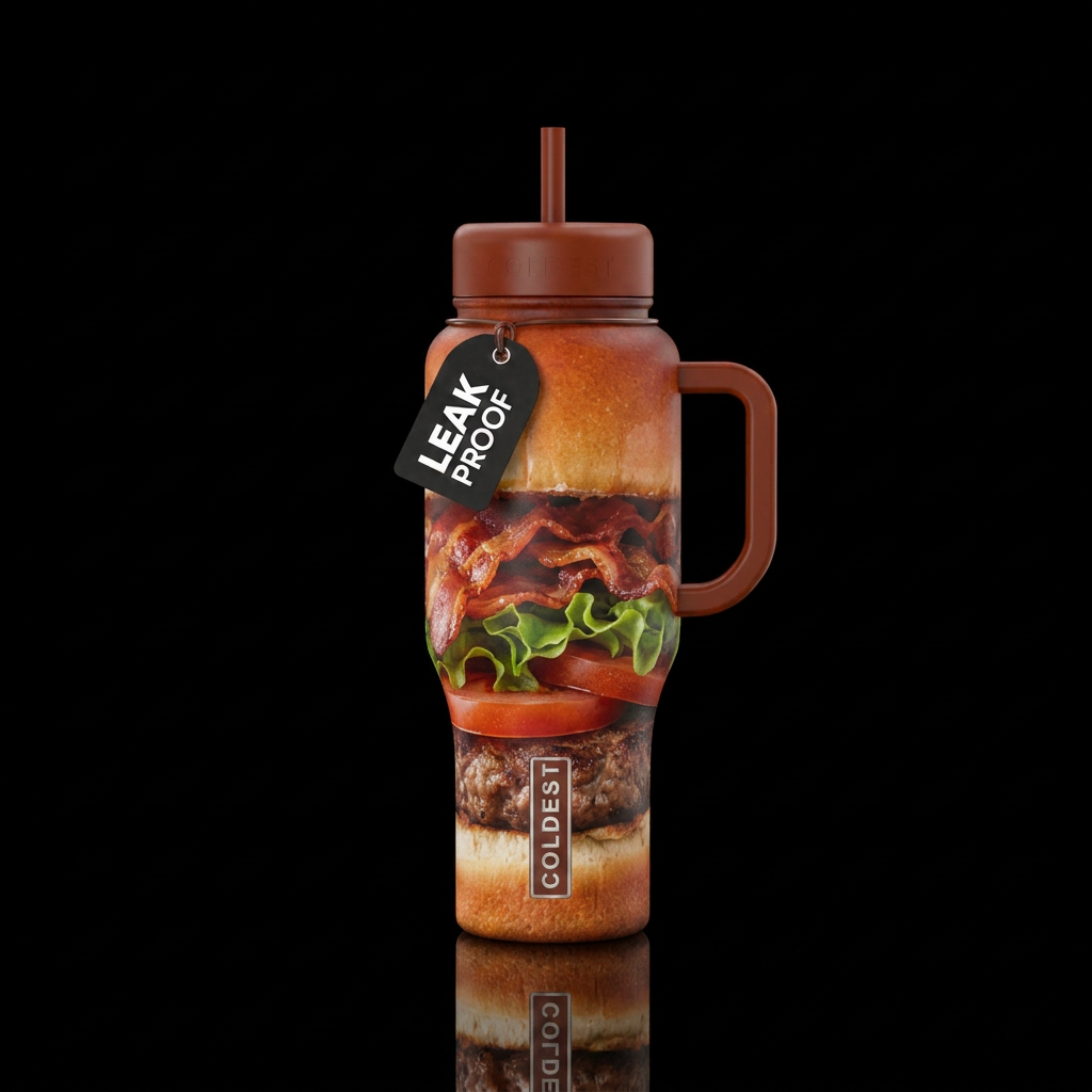 Blt with a burger water bottle design