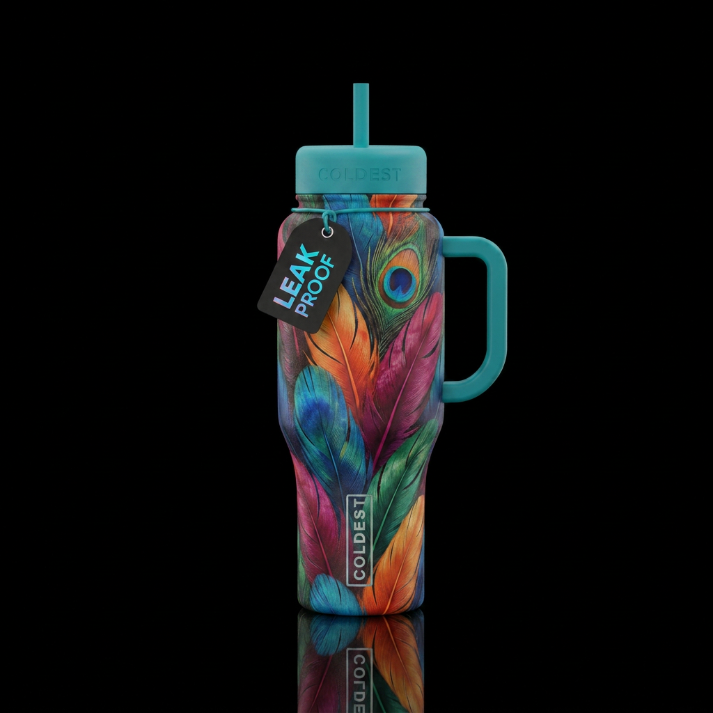 feathers water bottle design