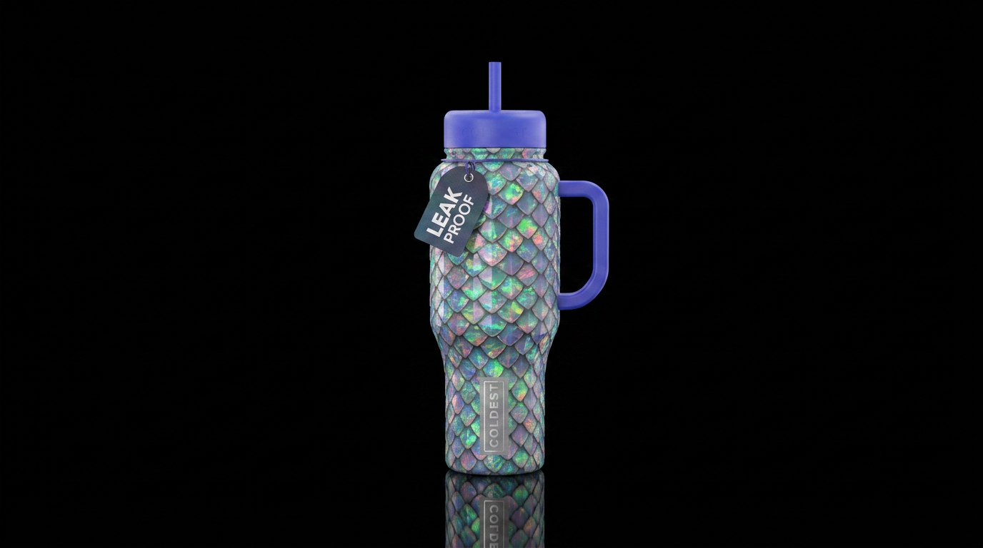 Opal dragon scales water bottle design