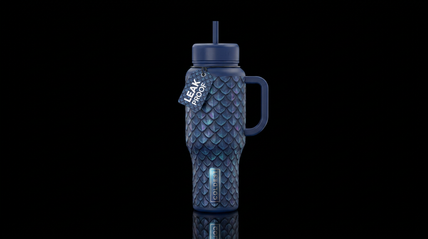 midnight blue dragon scales water bottle design