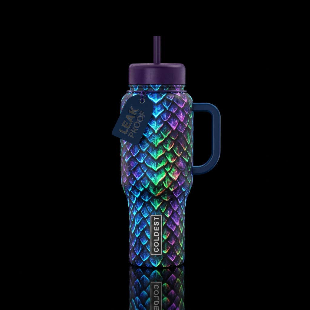 Dragon scales, glowie, magical water bottle design