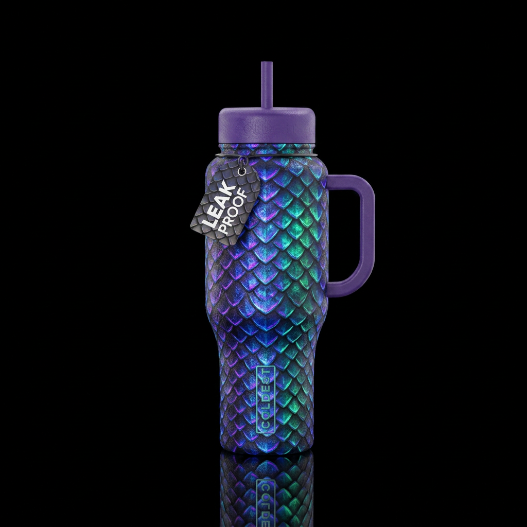 Dragon scales, glowie, magical water bottle design