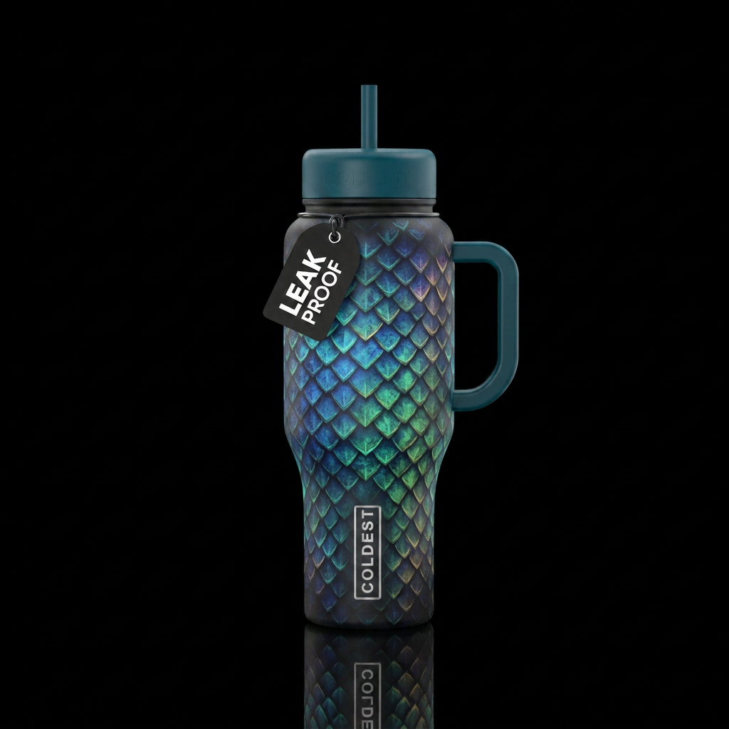 Dragon scales, glowie, magical water bottle design