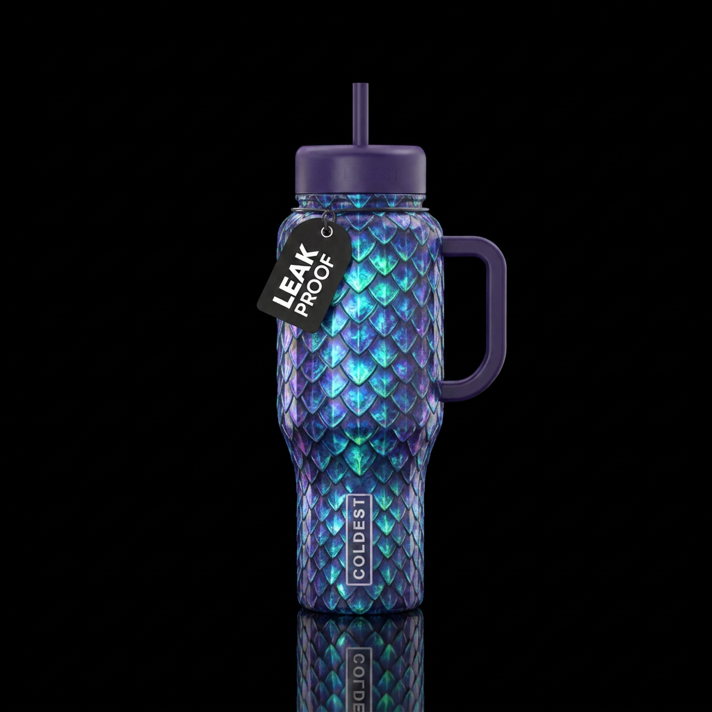 Dragon scales, glowie, magical water bottle design