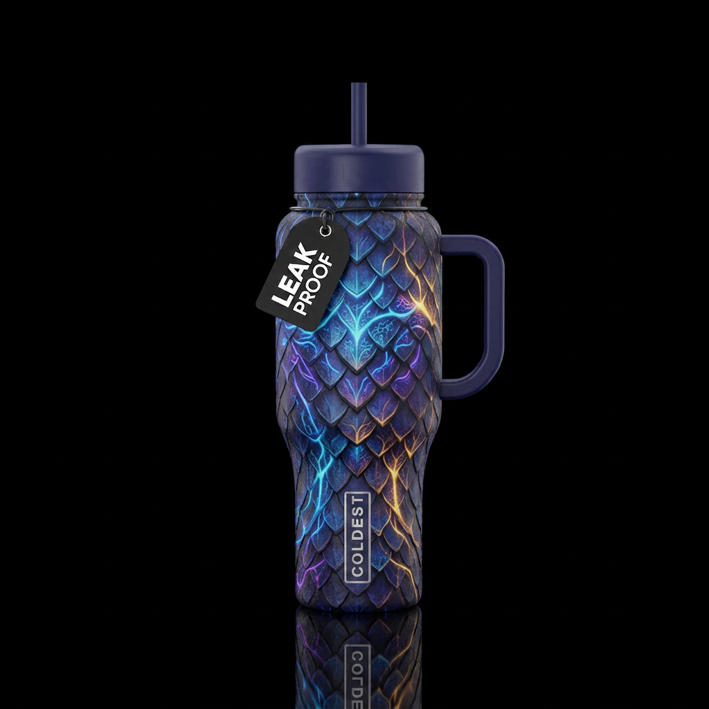 Dragon scales, glowie, magical water bottle design