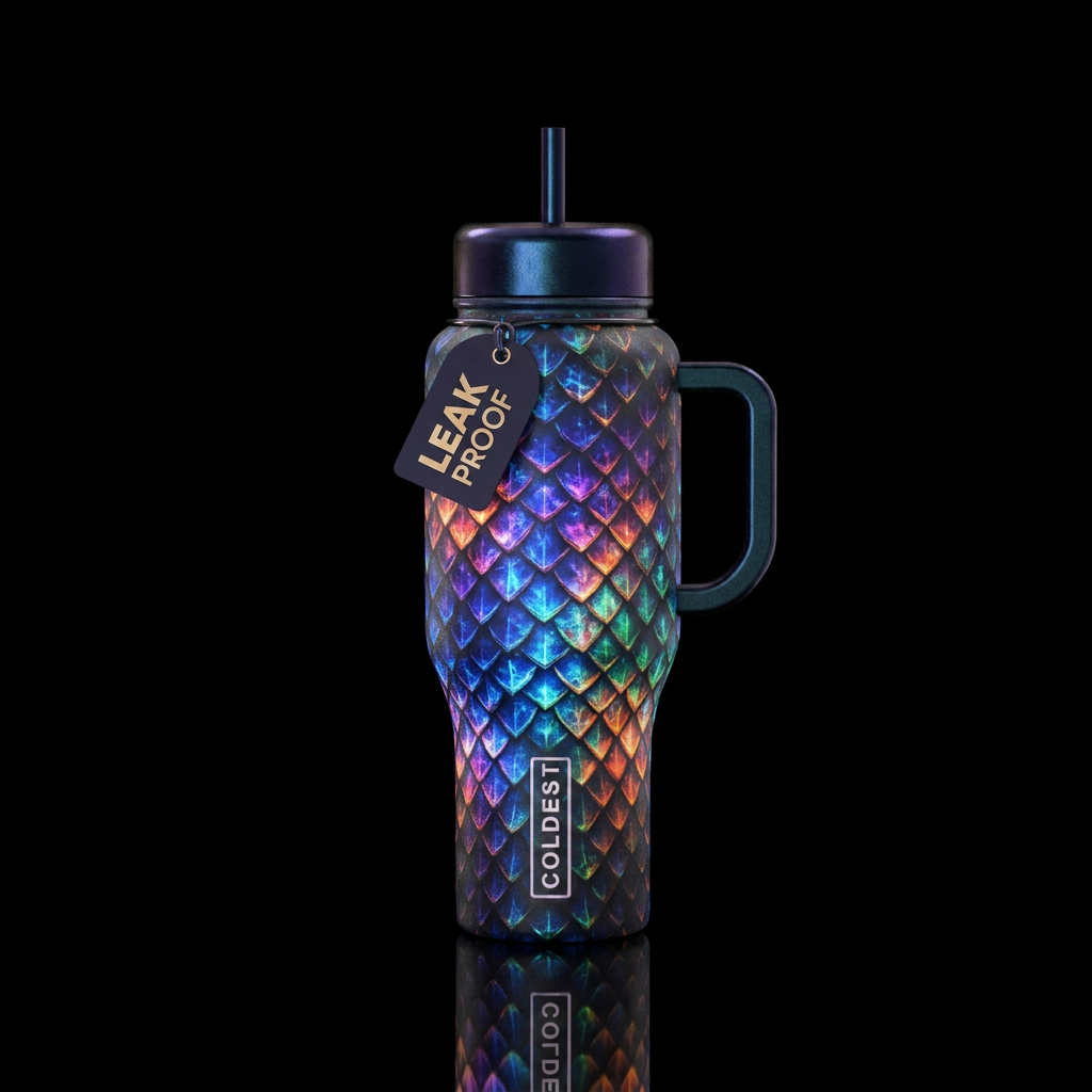 Dragon scales, glowie, magical water bottle design