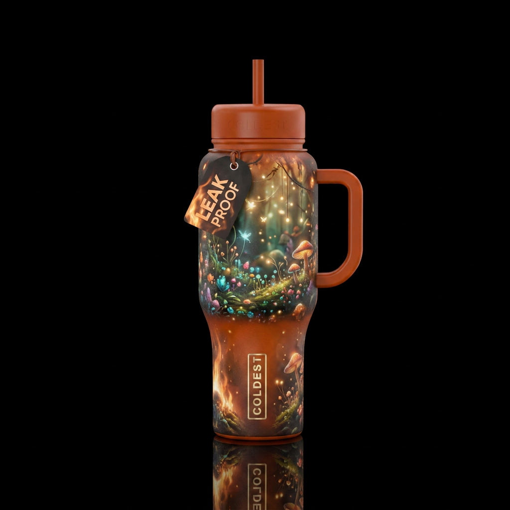 glowie, beautiul, realism, magical, fantasy, firer... water bottle design