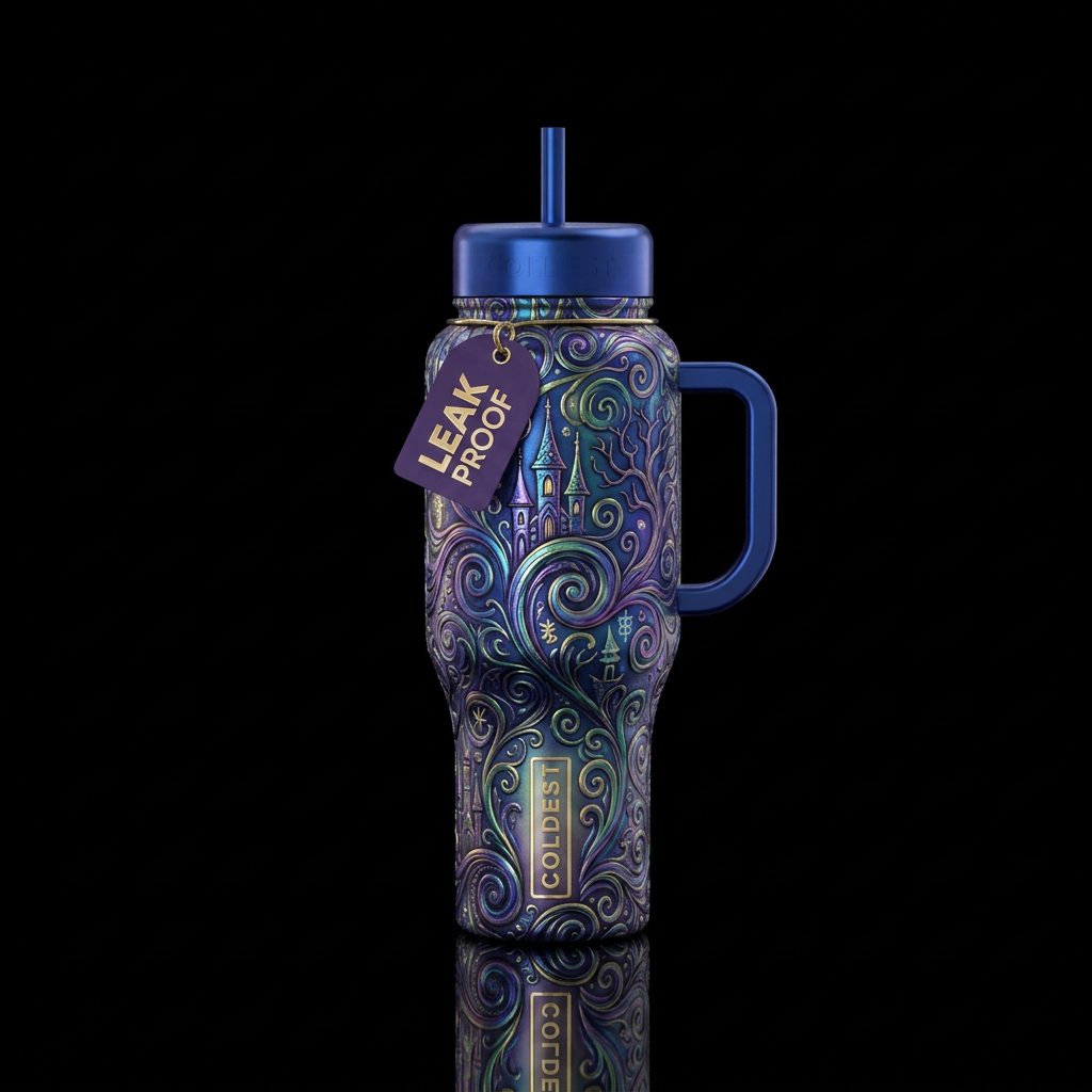 european, haunted, magic, swirls, magical, shiny water bottle design