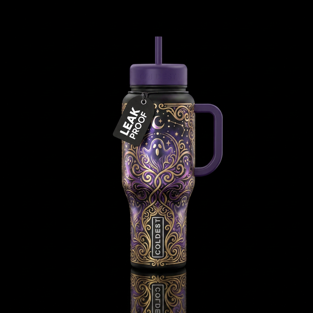 european, haunted, magic, swirls, magical, shiny water bottle design