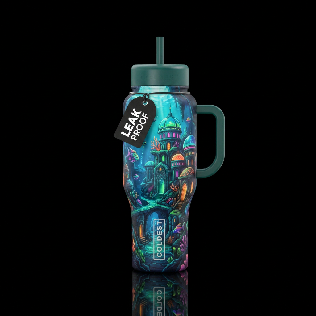 underwater city water bottle design
