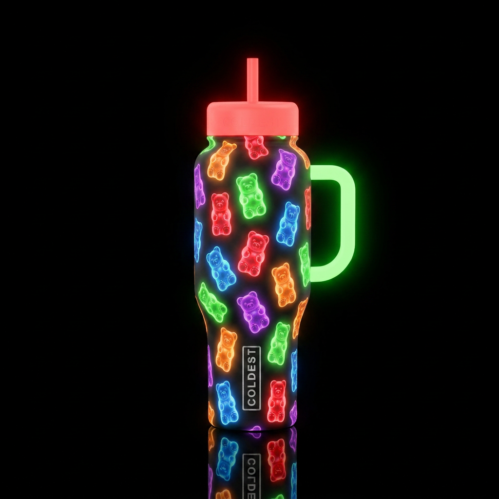 gummy bears, beautiul, glowie water bottle design