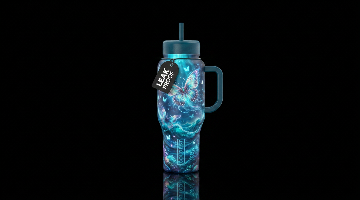 magic, butterfly, ocean water bottle design