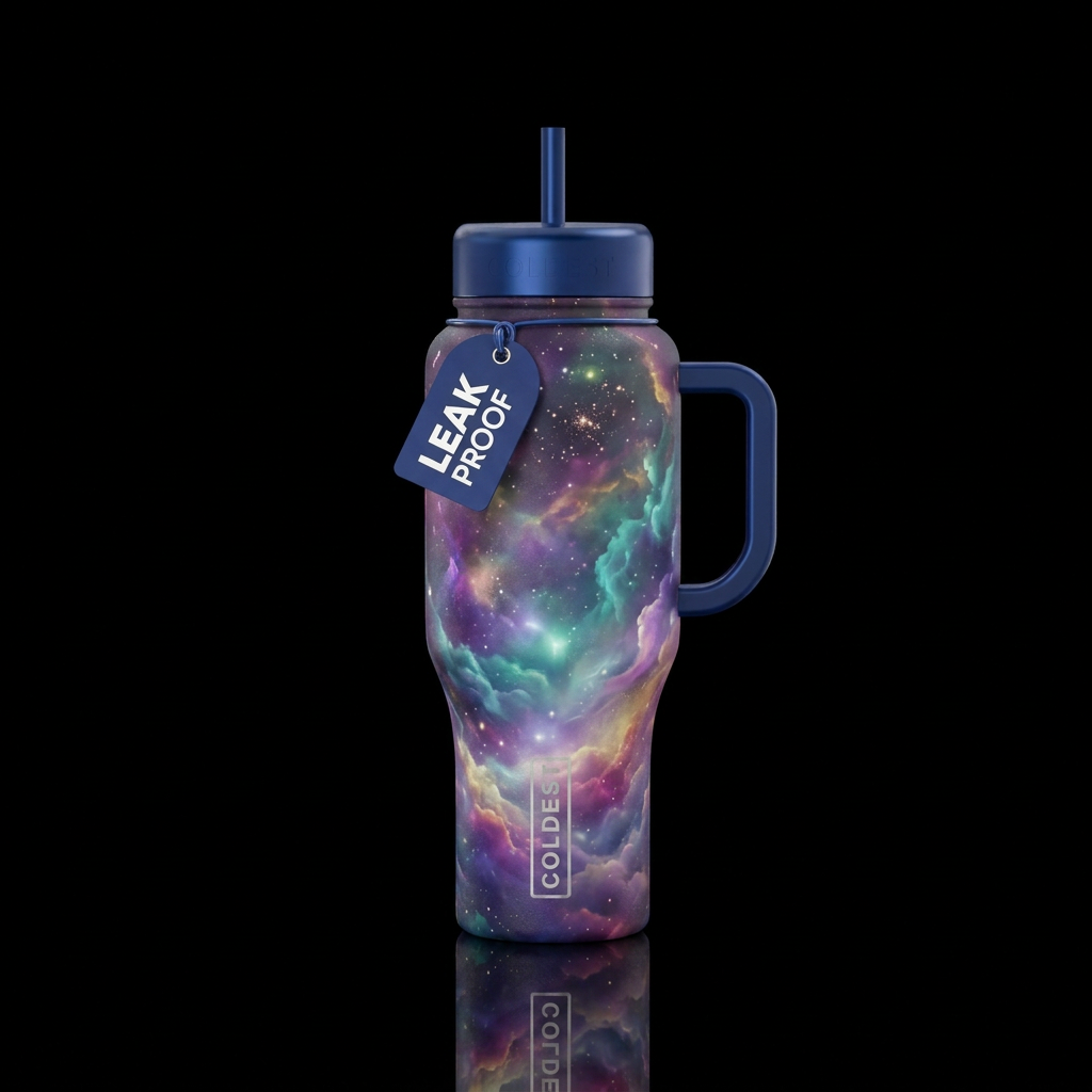 beautiul, vibrant, magical, clouds water bottle design