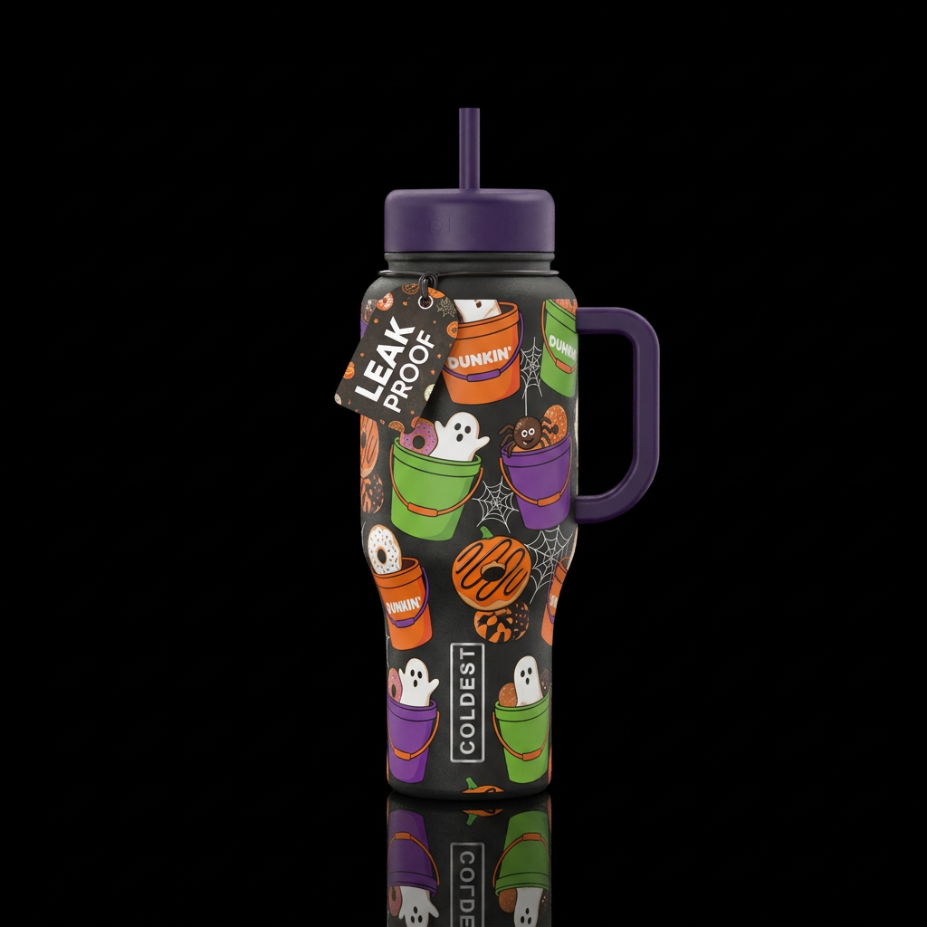 Dunkin donuts halloween buckets water bottle design