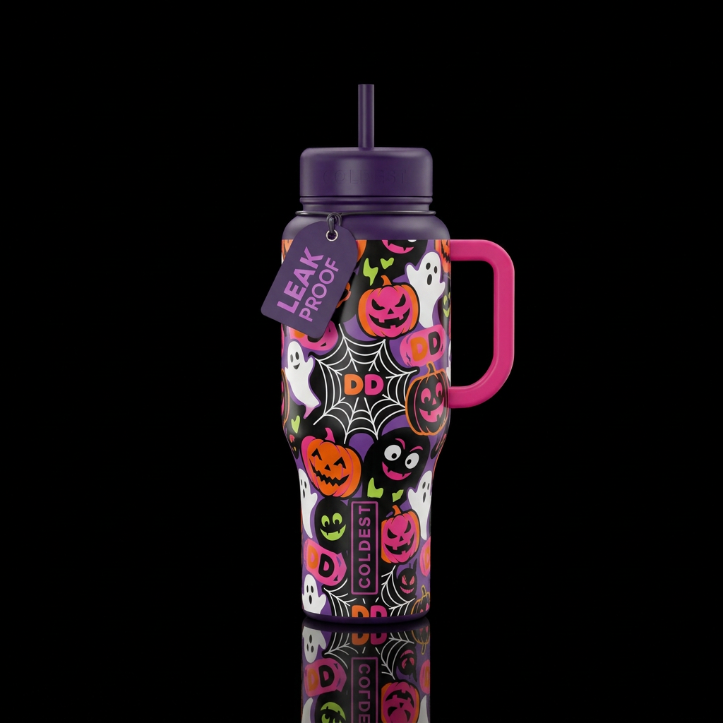 Dunkin donuts halloween buckets water bottle design