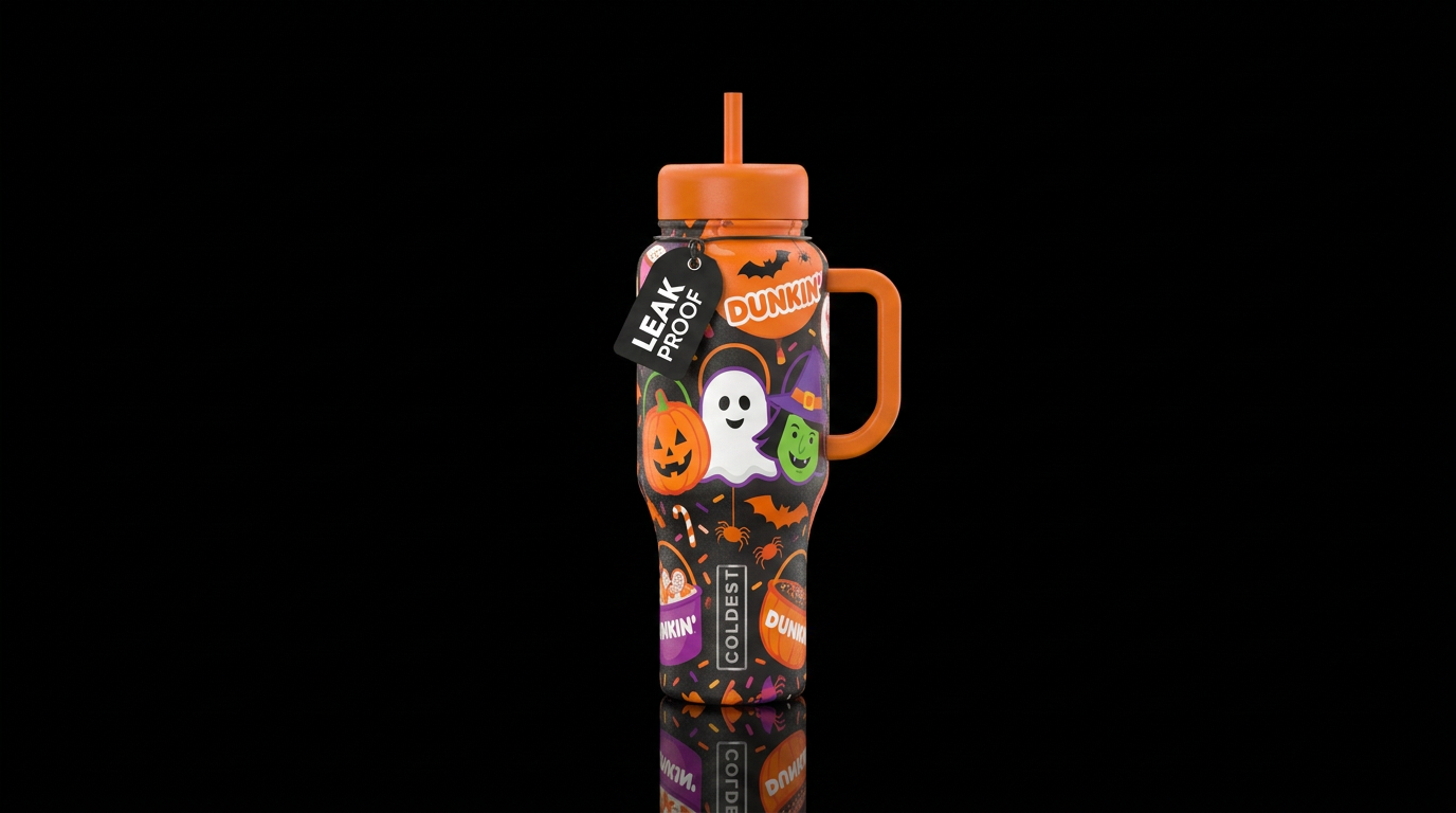 Dunkin donuts halloween buckets water bottle design