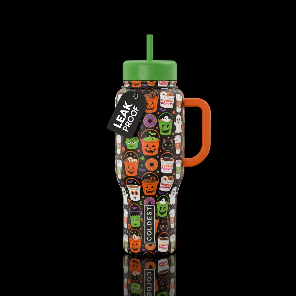 Dunkin donuts halloween buckets water bottle design