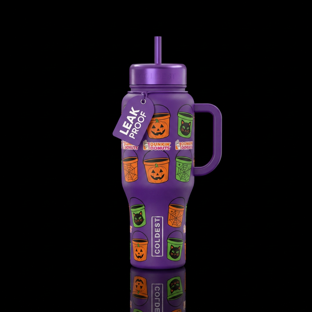 Dunkin donuts halloween buckets water bottle design