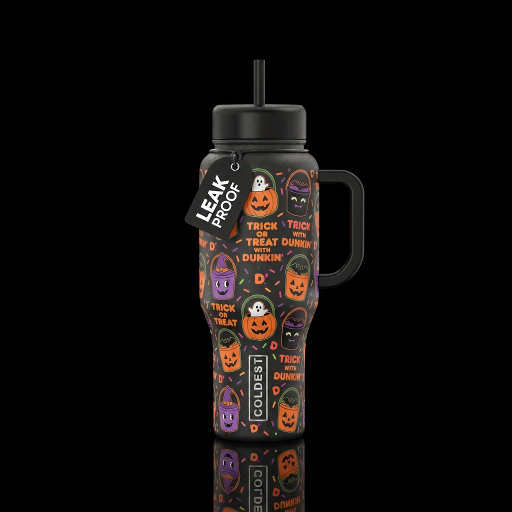 Dunkin donuts halloween buckets water bottle design