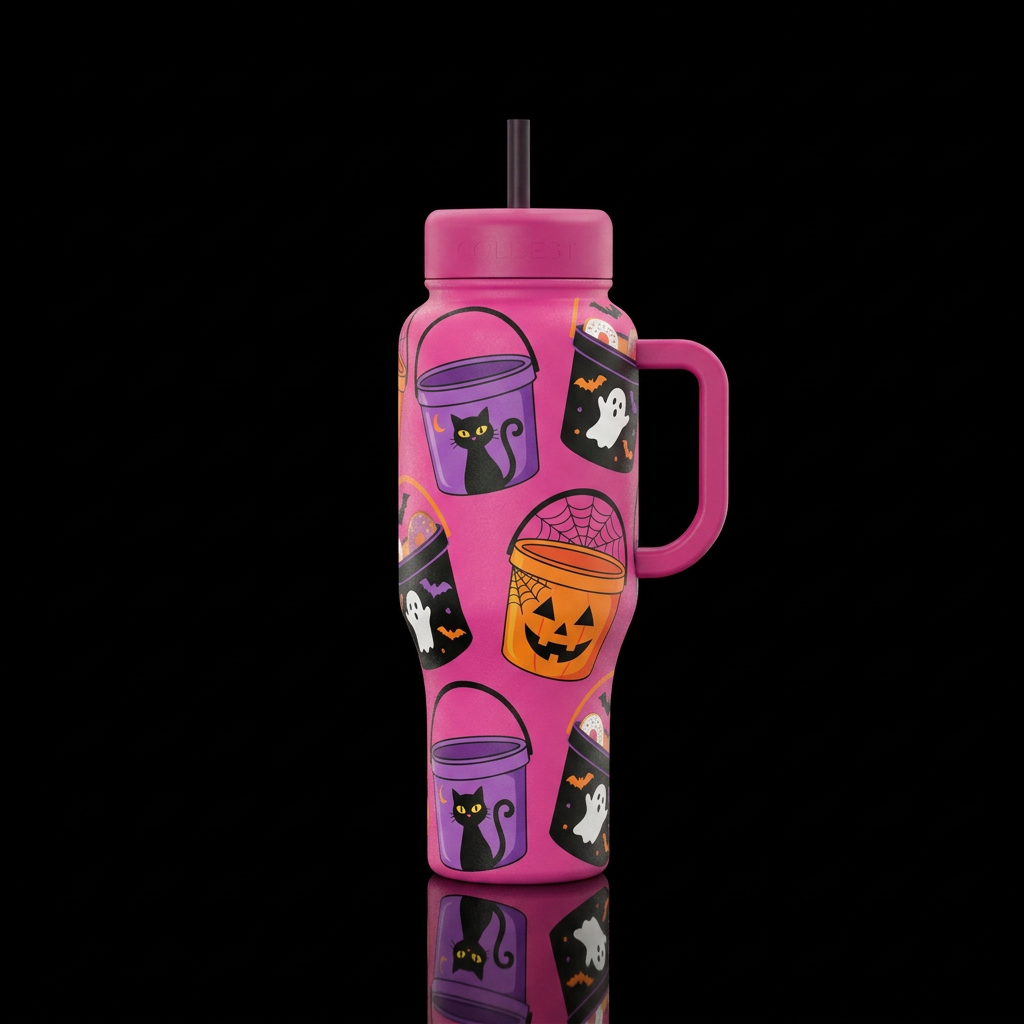 Dunkin donuts halloween buckets water bottle design