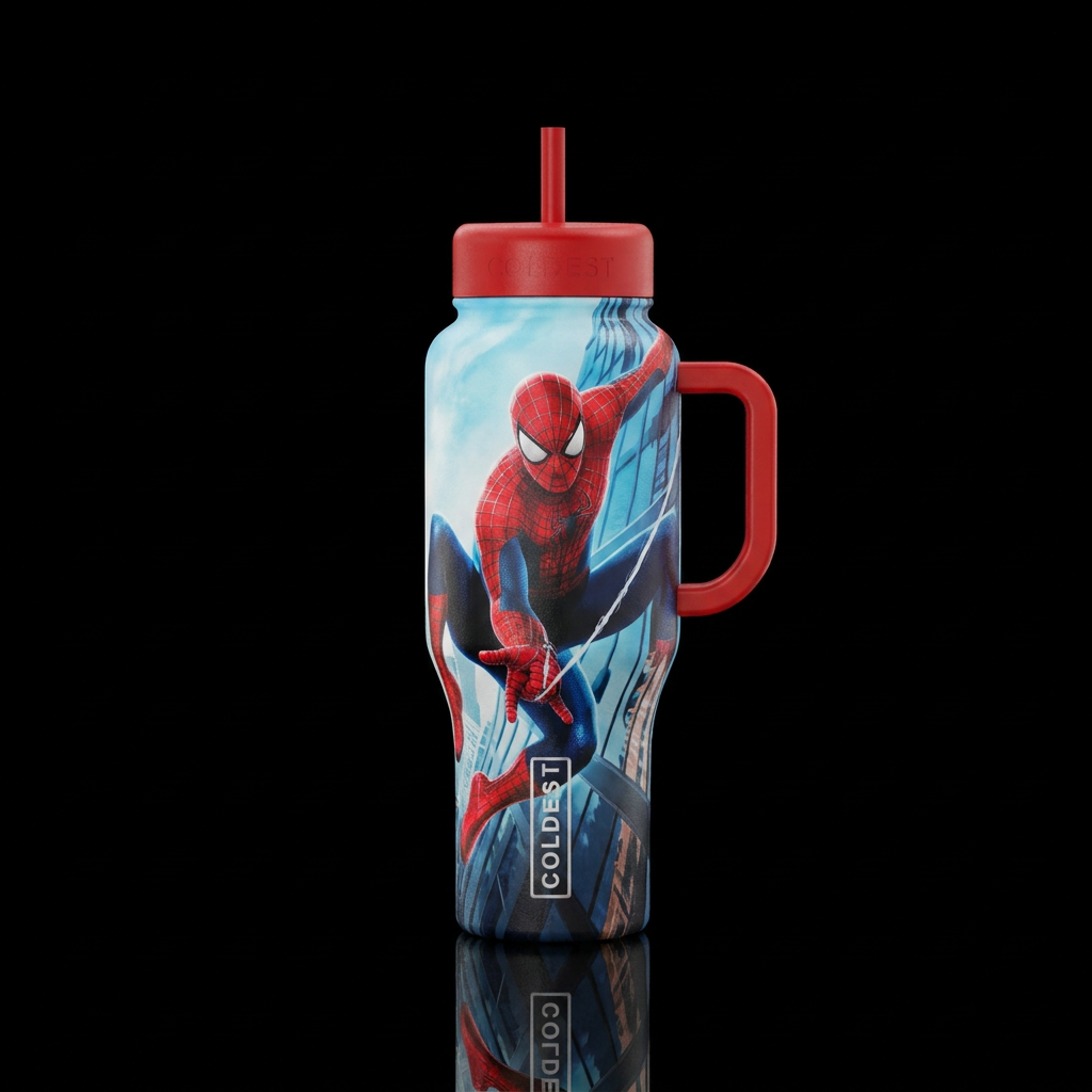 Spiderman water bottle design