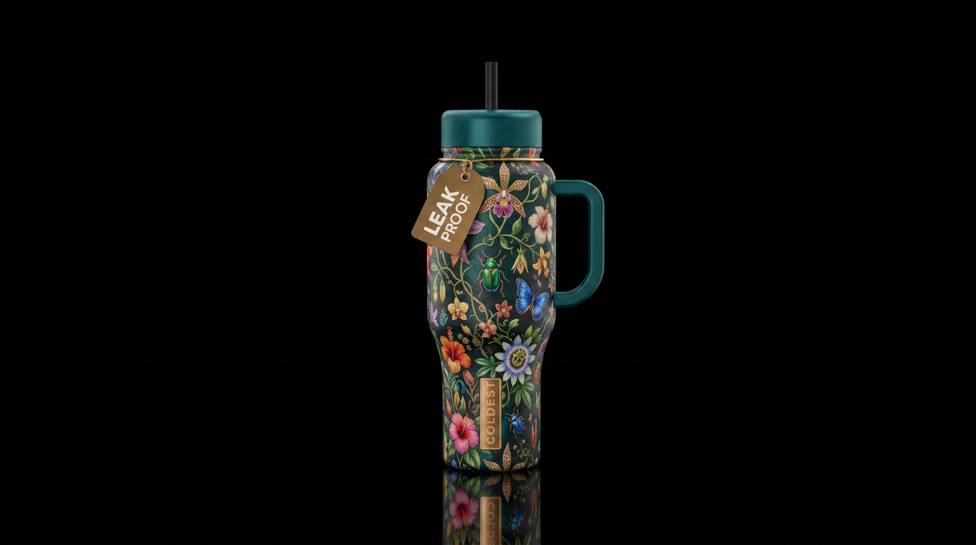 beautiul, realism, whimsical, luxurious water bottle design