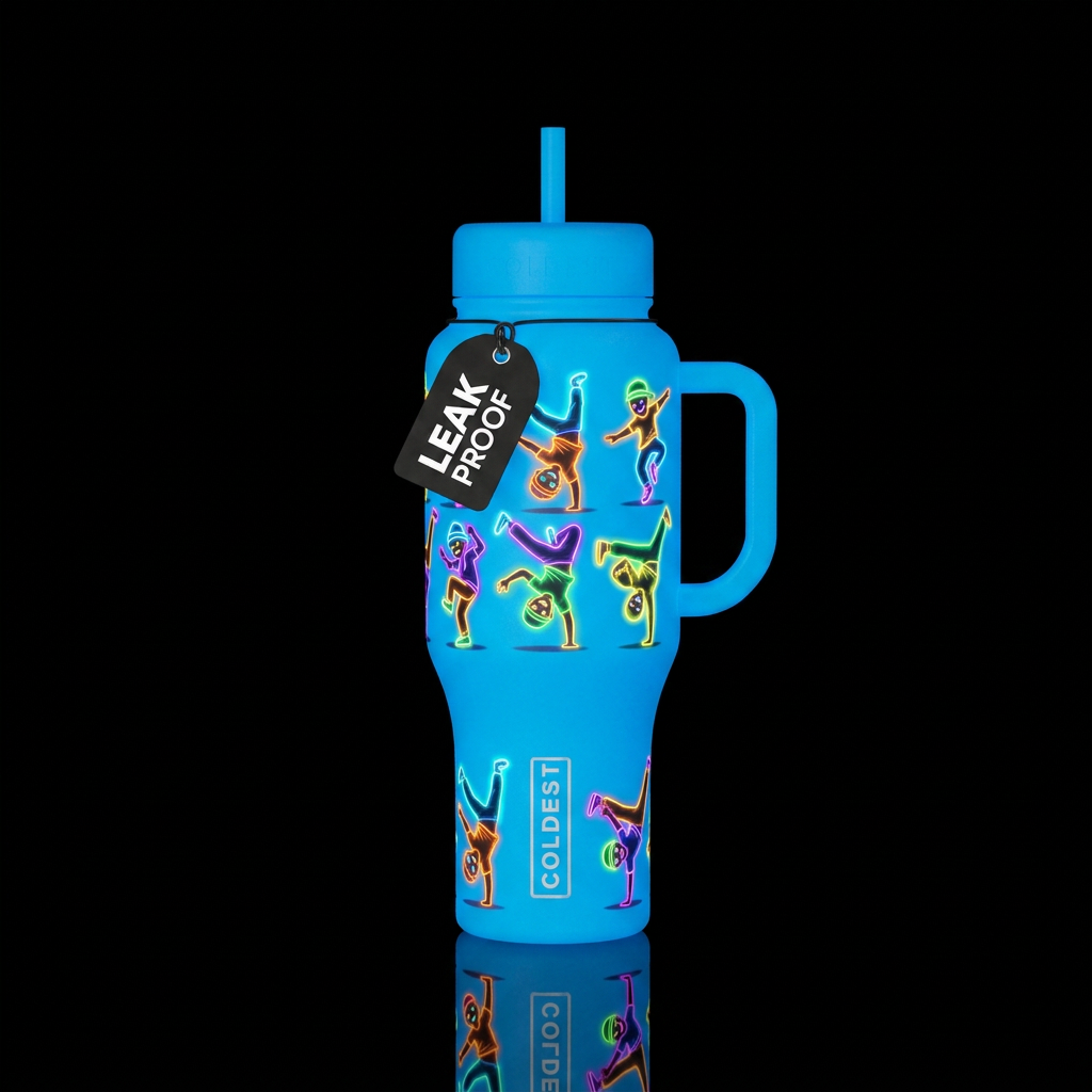 funny, breakdance, funny, glowie water bottle design