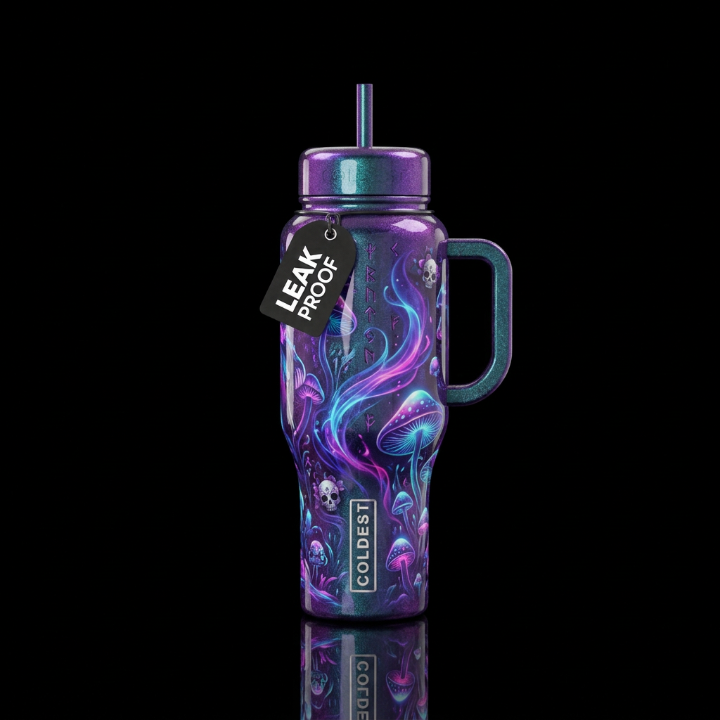 scary, shiny, beautiul, vibrant, magical water bottle design