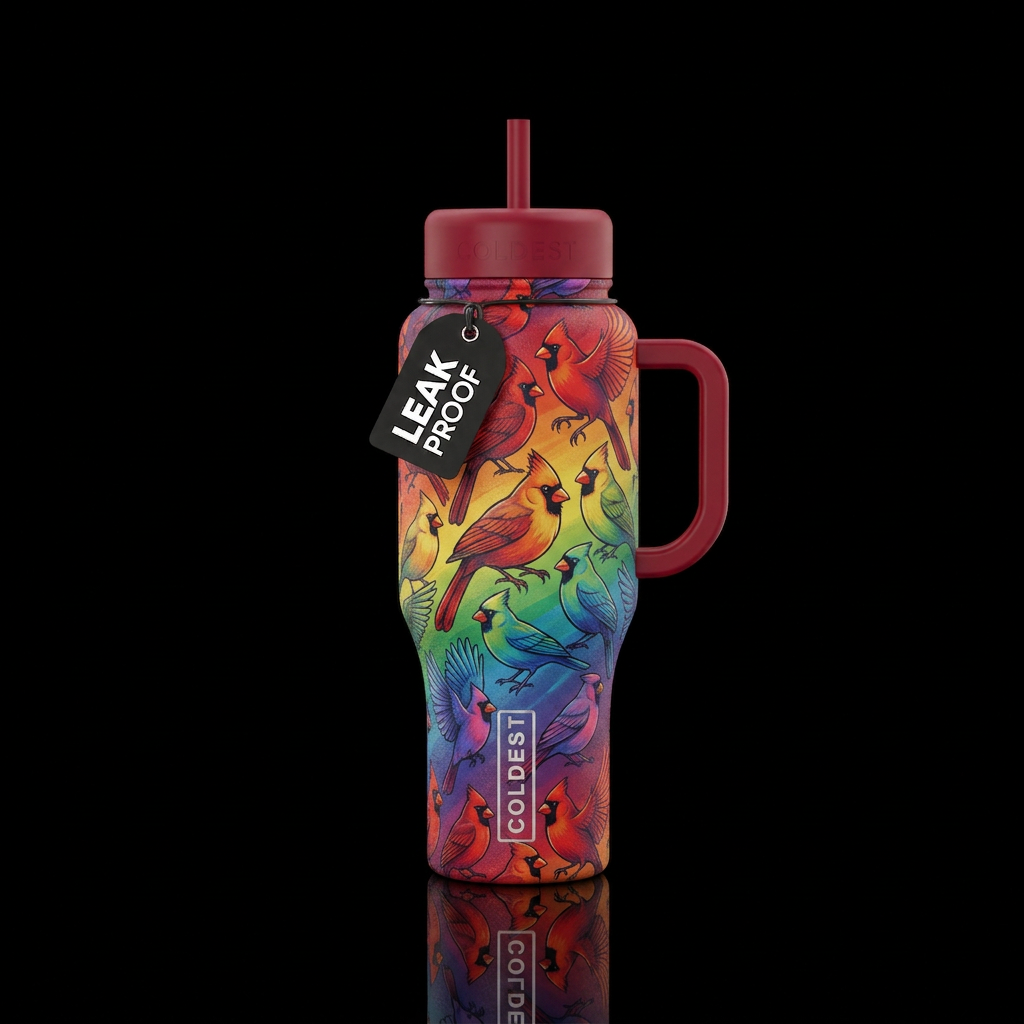 Rainbow Cardinals water bottle design
