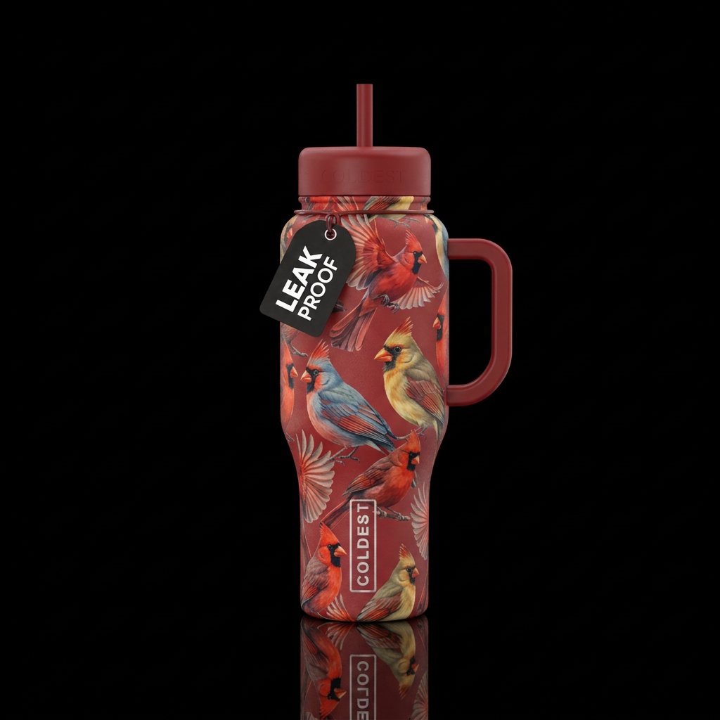 Cardinals, different colors water bottle design