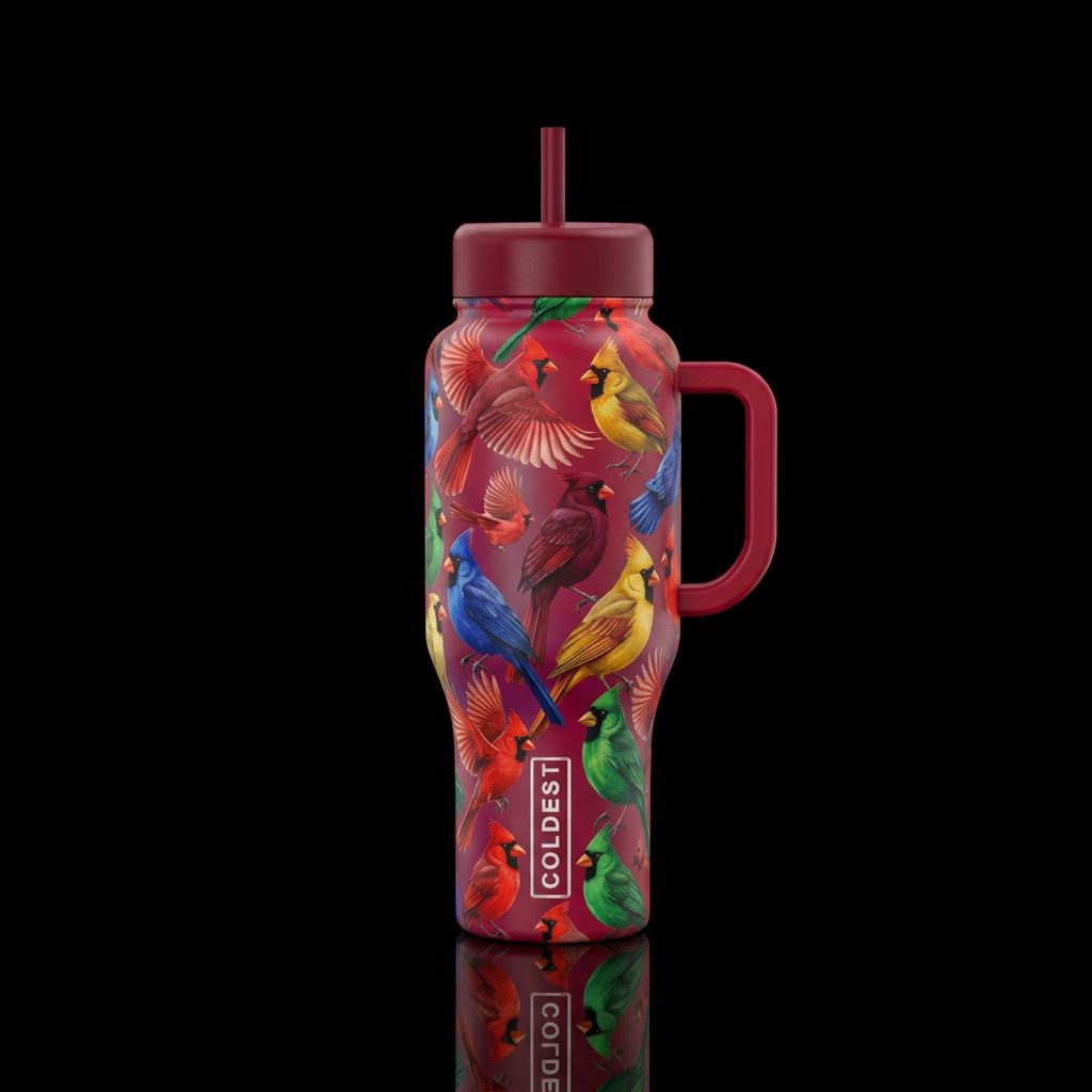 Cardinals, different colors water bottle design