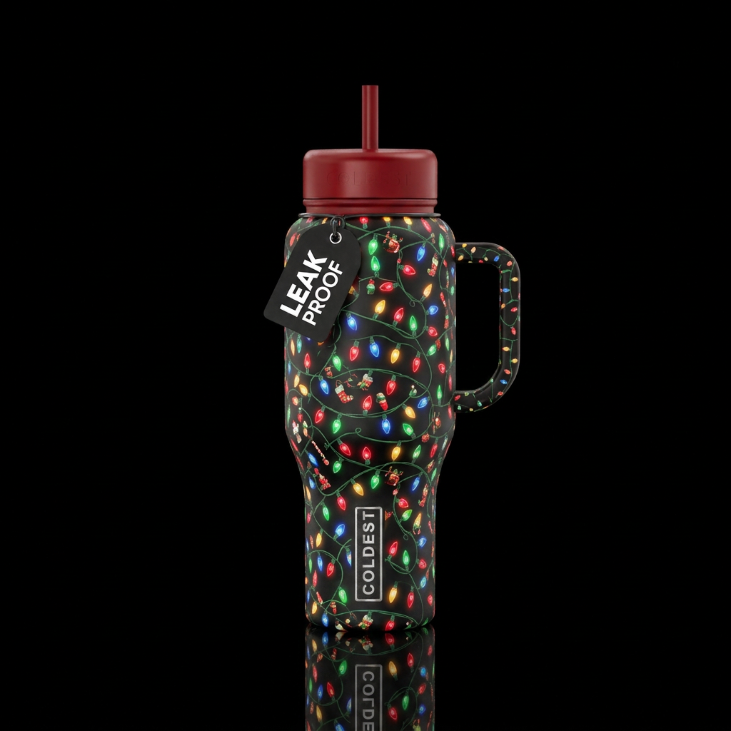 Christmas lights water bottle design