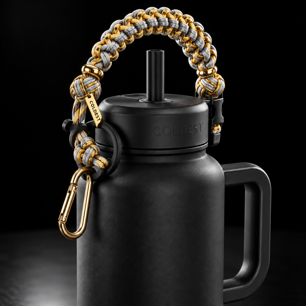 Silver and gold water bottle design