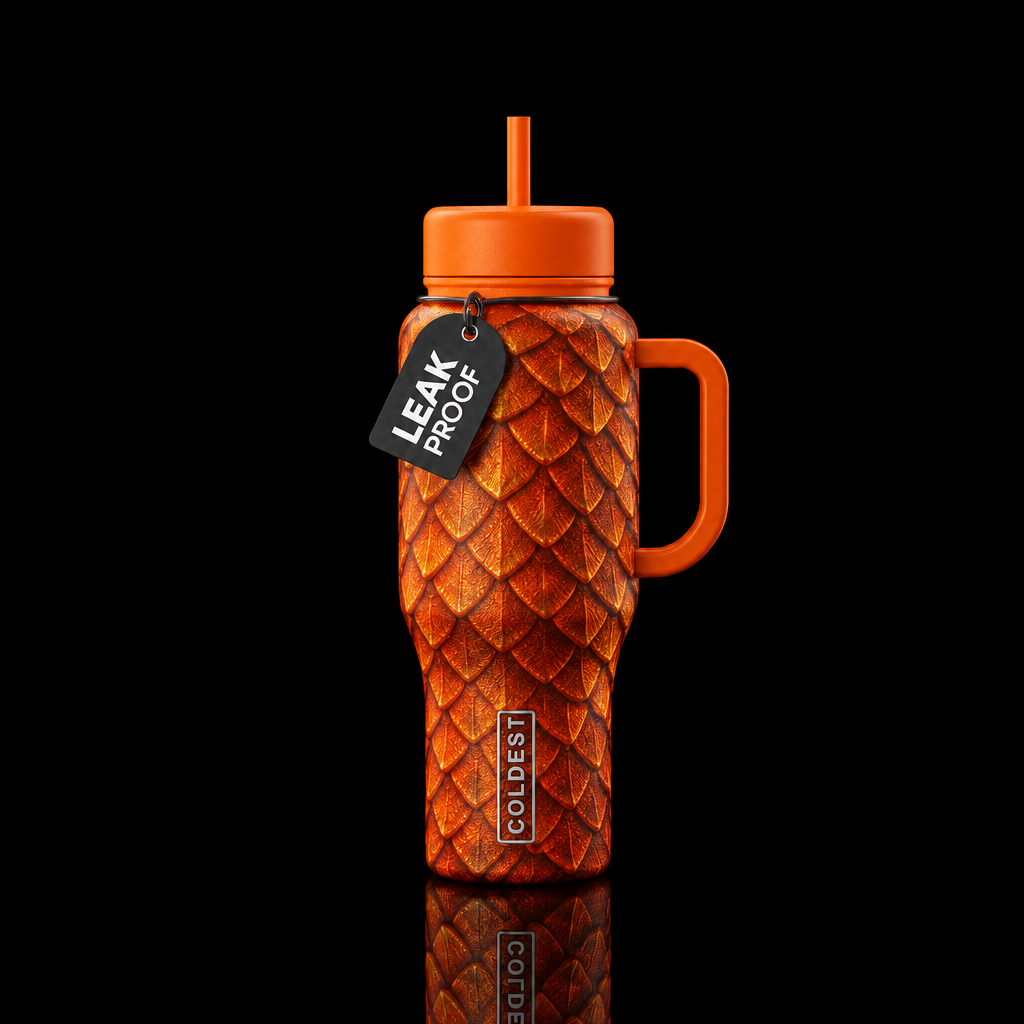 Orange dragon water bottle design