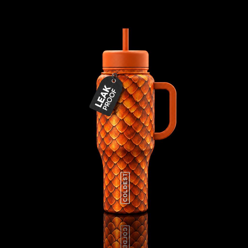 Orange dragon water bottle design