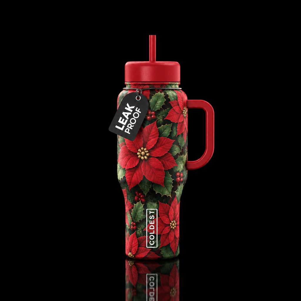 Poinsettia water bottle design