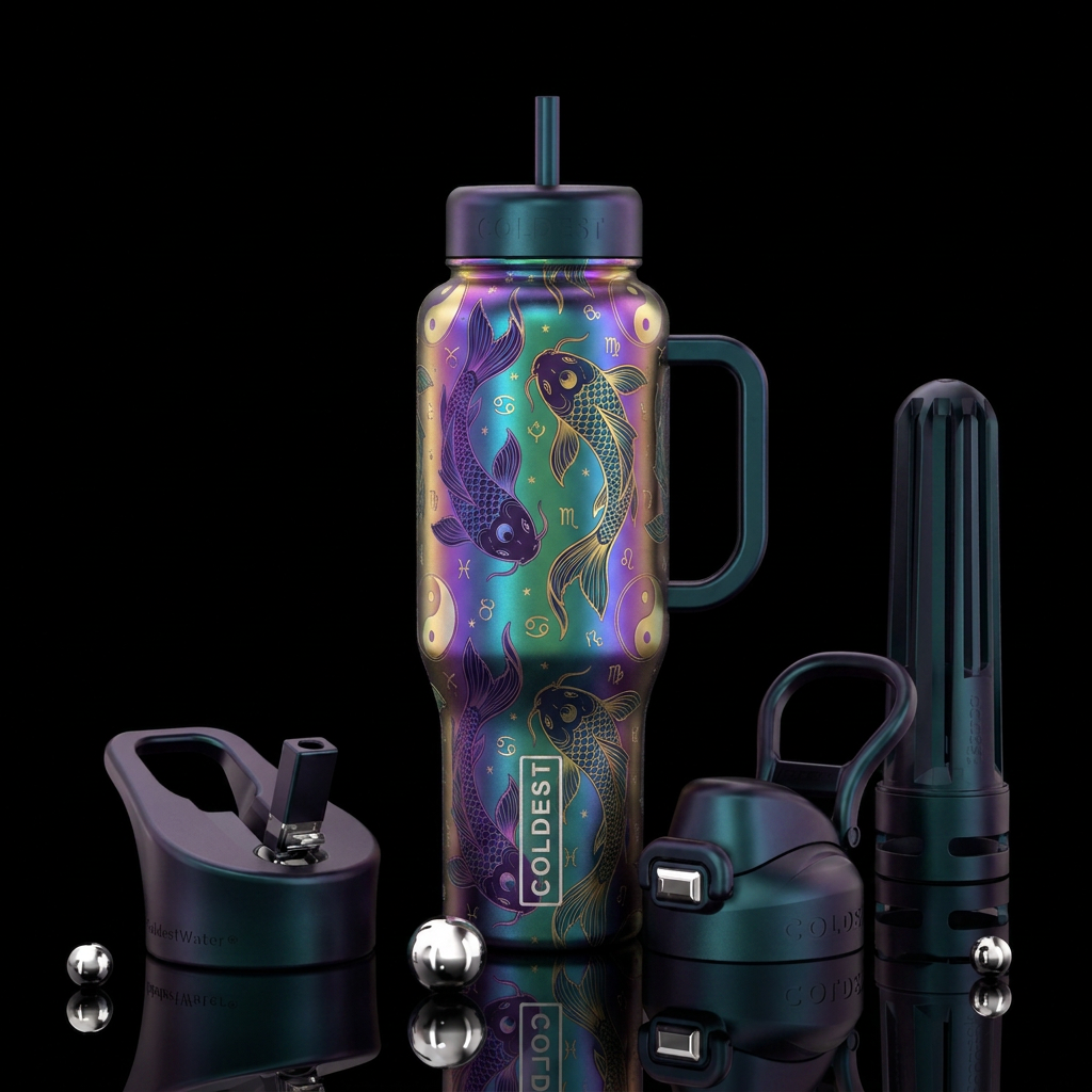 Reverse chromatic design anodized metal rainbow me... water bottle design