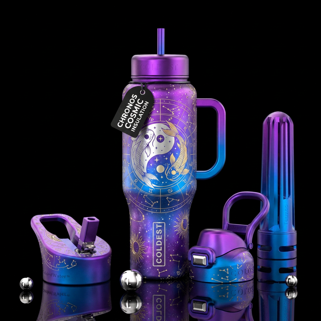 Reverse chromatic design anodized metal rainbow me... water bottle design